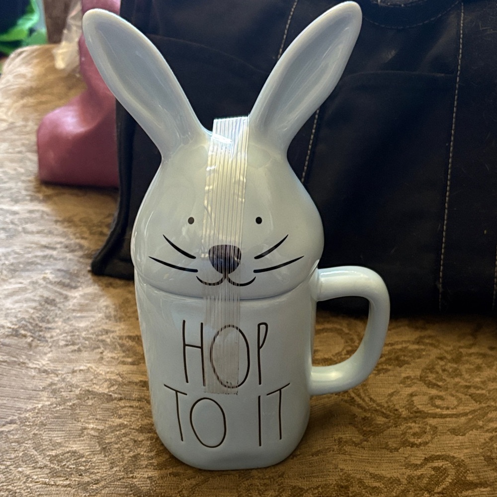 Rae Dunn Blue Bunny Mug with Ears Lid SO CUTE